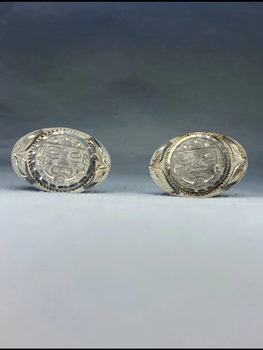 Vintage Mexican Sterling Silver Cufflinks – Aztec Style